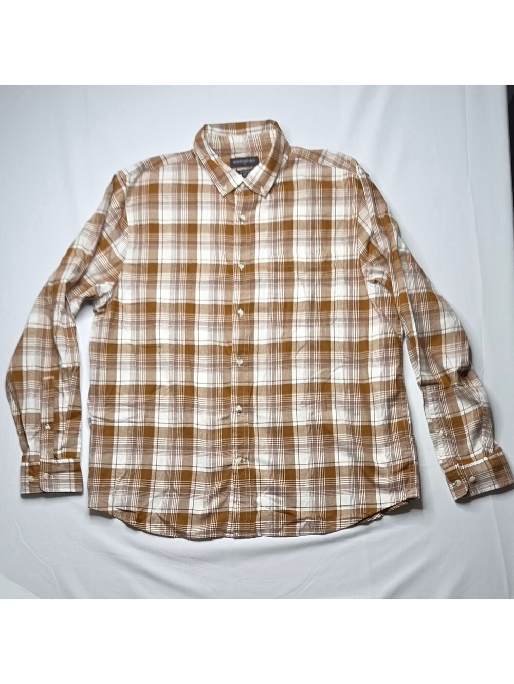 Banana Republic Mens Brown Plaid Untucked Long Sleeve Shirt XL NWT Cotton